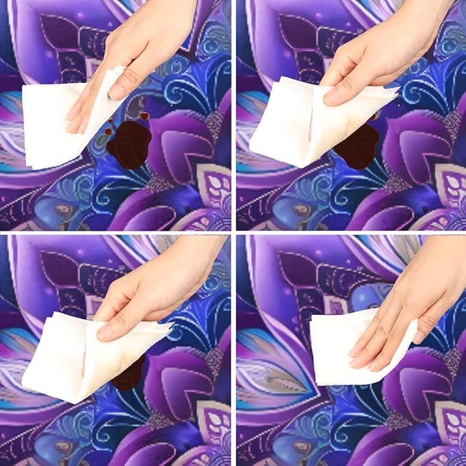 Mandrake Purple Blue Flower Round Table Cloth Cover, Elastic Edge Waterproof Wipeable Tablecloths 45"-56" Polyester Tablecloth for Party Restaurant Banquet Holiday Camping Outdoor Picnic