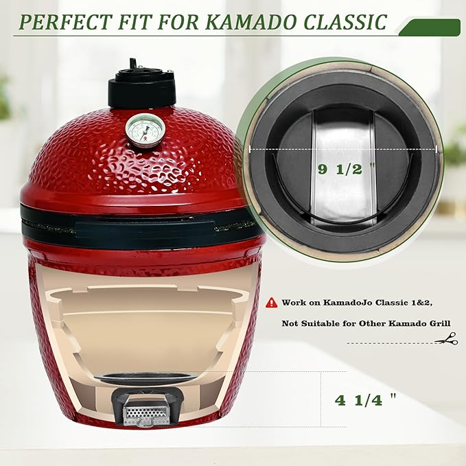 KAMaster 2 in 1 Cast Iron Ash Can Fit Kamado Grill Classic Joe,With Stainless Steel Slid Out Ash Drawer Remove Ash Easier,Ash Can With Foldable Handle Can Use With Fire Grate Or Charcoal Fire Basket