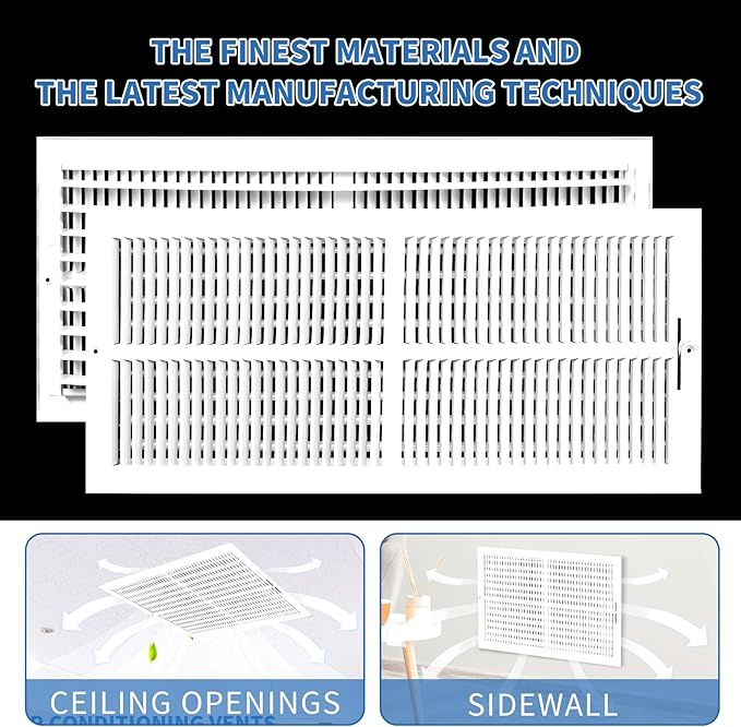 24x10 Vent Register [Duct Opening],Vent Covers for Home Ceiling,Two-Way Ventilation Register,Adjustable Solid Steel Wall Register Vent Cover (24"W x10"H [Duct Opening])