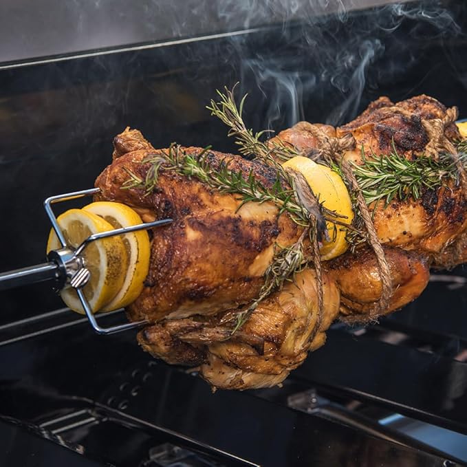 Spire 36 in. Stainless Steel Rotisserie Chicken Grilling Kit with Motor, 1/2 in. Rod, 4 Forks and Hardware, Outdoor Cooking & Grills, BBQ Grills, Fits up to 36" Fireboxes, 790-0006B