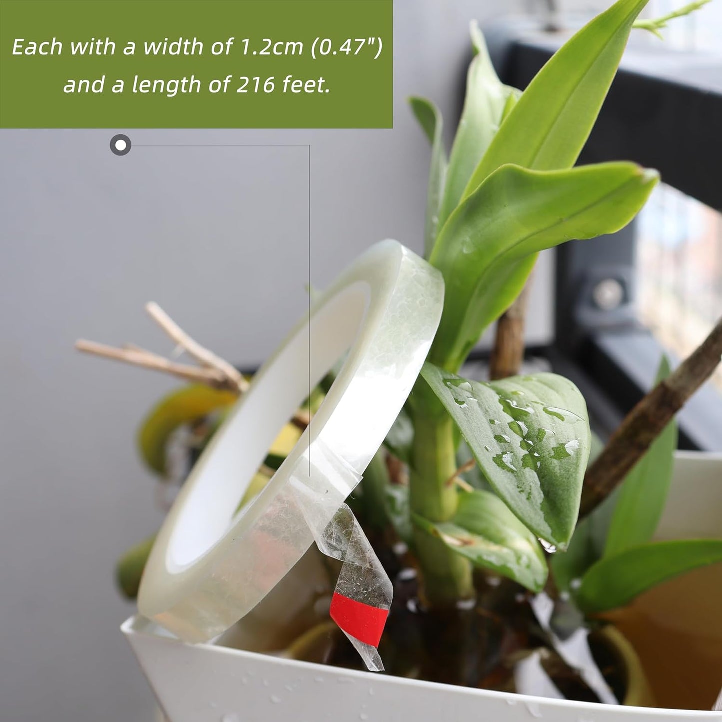 2 PCS Clear Floral Tape, 1/2" Flower Stem Wrap Tapes, Waterproof Florist Tape - Multipurpose Adhesive Florist Tapes for Binding Fresh, Flower Bouquets and Floral Craft (216Ft/72Yd/Roll)