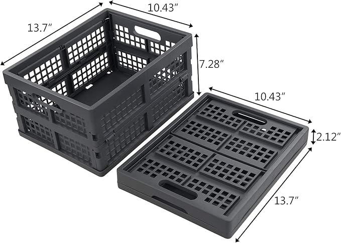 15 Liter Collapsible Crates, Plastic Folding Basket Bins Set of 3