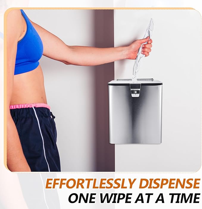 Zonon Stainless Steel Wall Mount Disinfectant Wipe Dispenser Fits Sanitizing and Disinfecting Wipes on Rolls 11 x 10'' for Fitness Clubs Schools Commercial and Residential Facilities(Square)