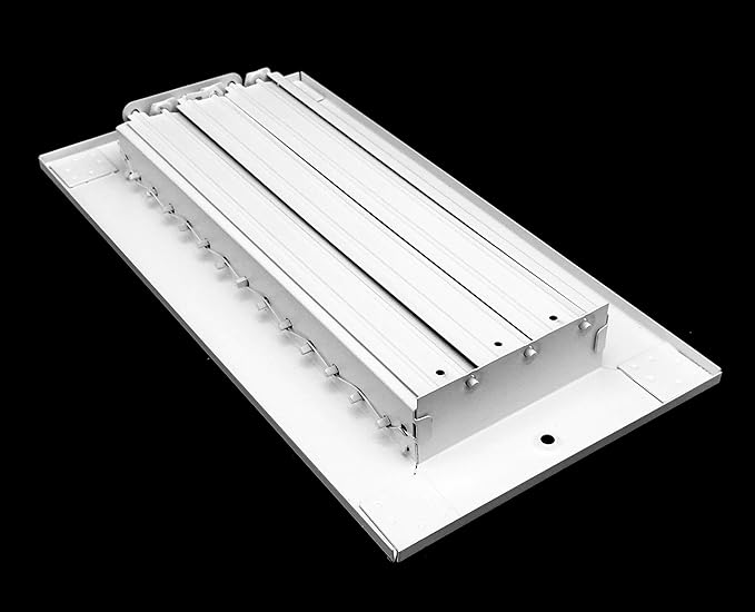 HVAC Premium 10''w x 4''h Adjustable AIR Supply Diffuser - HVAC Vent Cover Sidewall or Ceiling - Grille Register - High Airflow - White [Outer Dimensions: 11.75''w X 5.75''h]