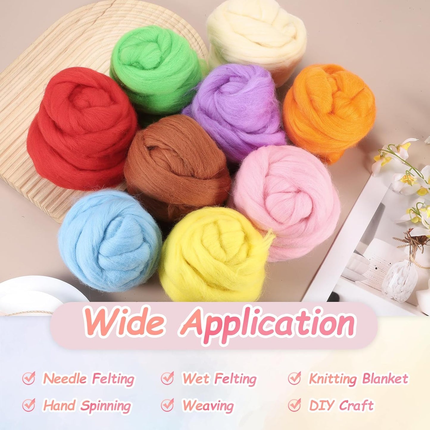 PATIKIL Wool Roving Yarn, 80G/2.82OZ Soft Felting Wool Pure Chunky Roving Yarn Bulk for Needle Felting Knitting Blanket Spinning Weaving DIY Craft, Blue