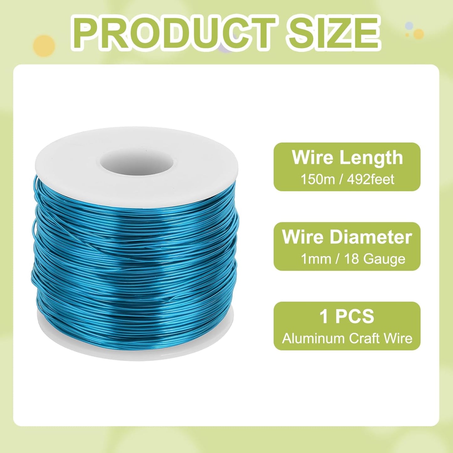MECCANIXITY 18 Gauge Anodized Aluminum Craft Wire Bendable Bonsai Training Wire 492 Feet 1mm for Sculpting Crafts Wreath Floral Beading Jewelry Making, Blue