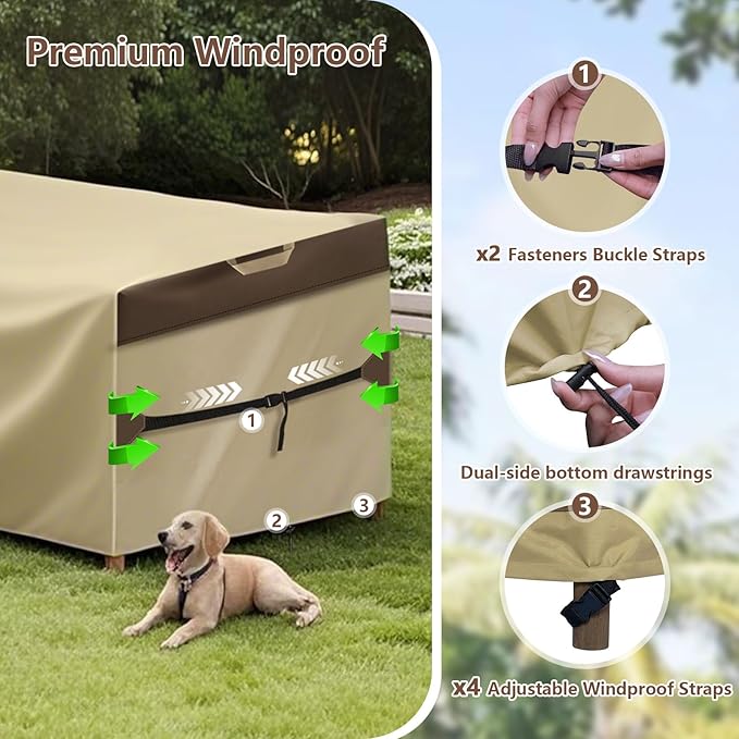 Outdoor Patio Furniture Cover - Heavy Duty Waterproof 600D Tough Canvas Protector for Square Table Cover, All-Season Dining Table and Chair Cover (74L x 74W x 28H Inch)