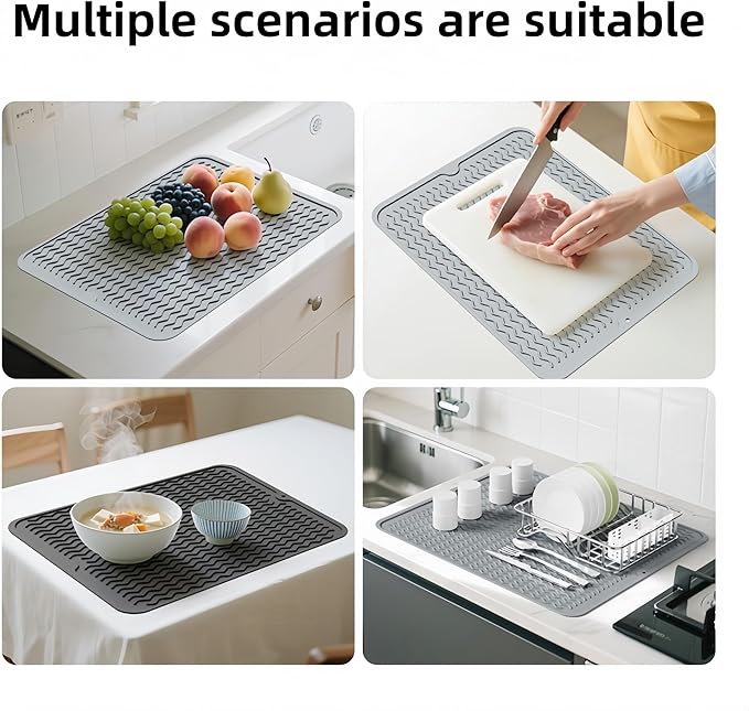 Grill Accessories, 16x12 Inch Silicone Heat Resistant Mat, BBQ Tool Rest Pad for Blackstone Griddle Side Shelf, Weber, Traeger, Outdoor Kitchen Countertop Protector (Grey)
