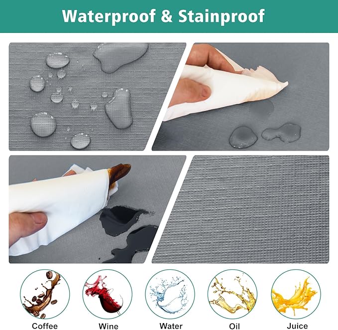 LUSHVIDA 6 Packs Vinyl Tablecloths with Flannel Backing for 8ft Rectangle Folding Table Cloths - Waterproof Plastic Picnic Table Covers with Elastic Corners, 30x96 inch, Light Gray