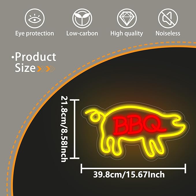 BBQ Neon Signs Barbecue LED Signs Dimmable Neon Lights for Wall Decor Neon Light Up Signs for BBQ Shop Restaurant Home Kitchen Beer Pub Bar Party Decor