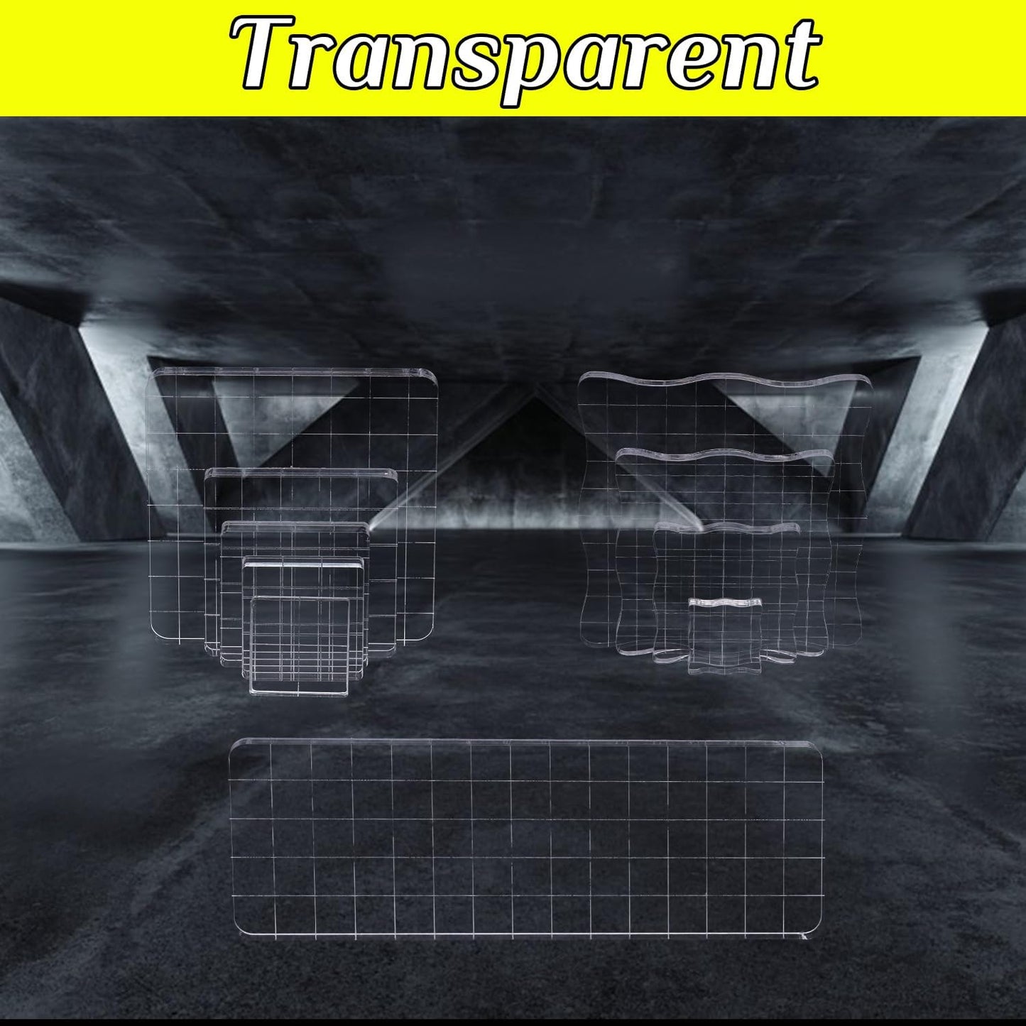 10Pcs Clear Acrylic Stamp Blocks Set, Acrylic Stamping Blocks Tools Clear Stamps with Grid Lines for Photography Props Scrapbooking Crafts Card Making