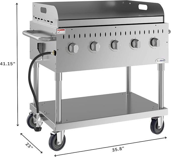 36 in. Commercial Outdoor Propane Grill with Griddle in Stainless-Steel, ETL Listed (CGKIT3-36G)