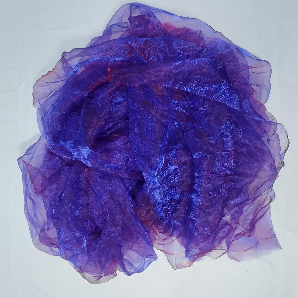 Two-Tone Iridescent Holographic Organza Fabric - 11 Yards | Lightweight Sheer Gauze Voile Tulle | for Dresses, Party Decor, DIY Crafts, Shiny Backdrops(Sapphire red)