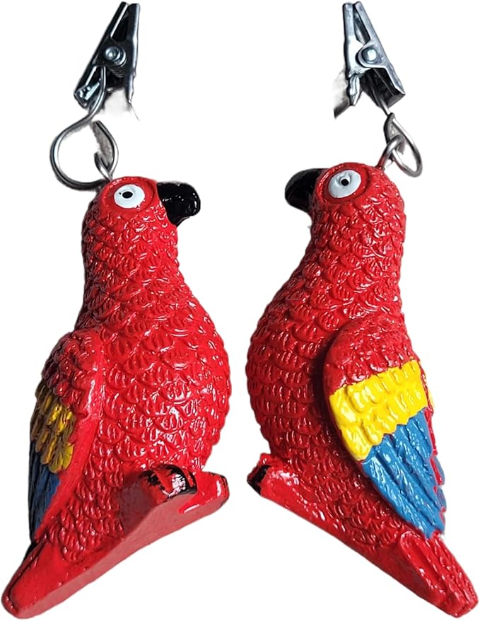 TwoFish Home Set of 4 Red Parrot Resin Tablecloth Weights Clips Red Parrot Handicraft Tablecloth Clamps Pack of 4