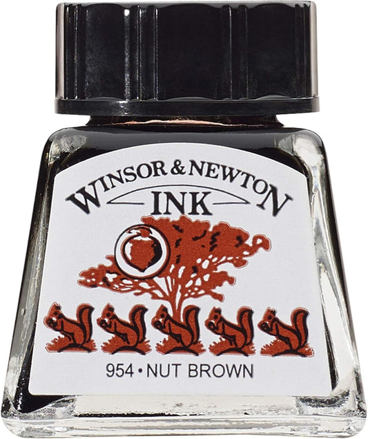 Winsor & Newton Drawing Ink, 14ml Bottle, Nut Brown