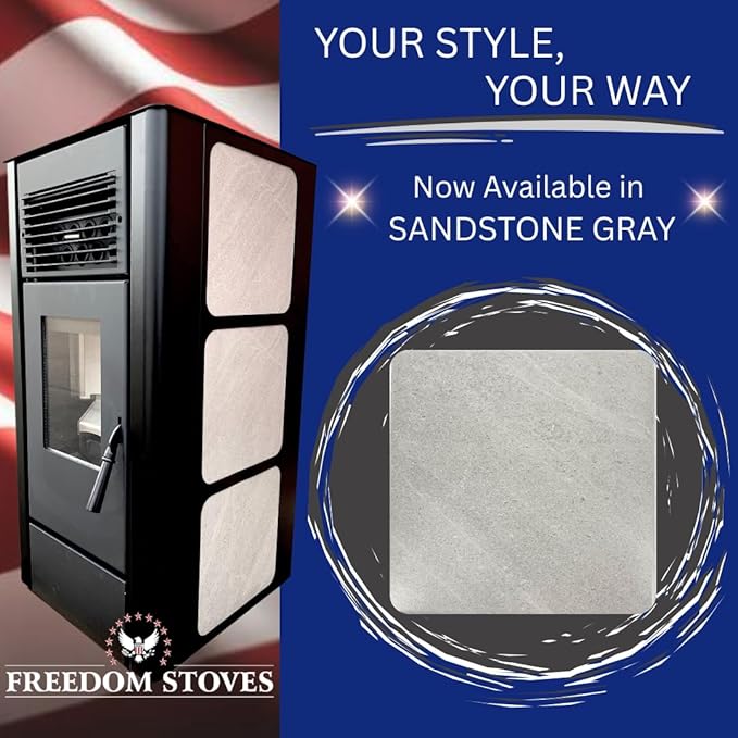 Freedom Stoves Freestanding Independence PS21 Pellet Stove with Battery Backup, Wi-Fi Capability, and Removable Legs - Heats up to 1800 sq ft. (Sandstone Grey)