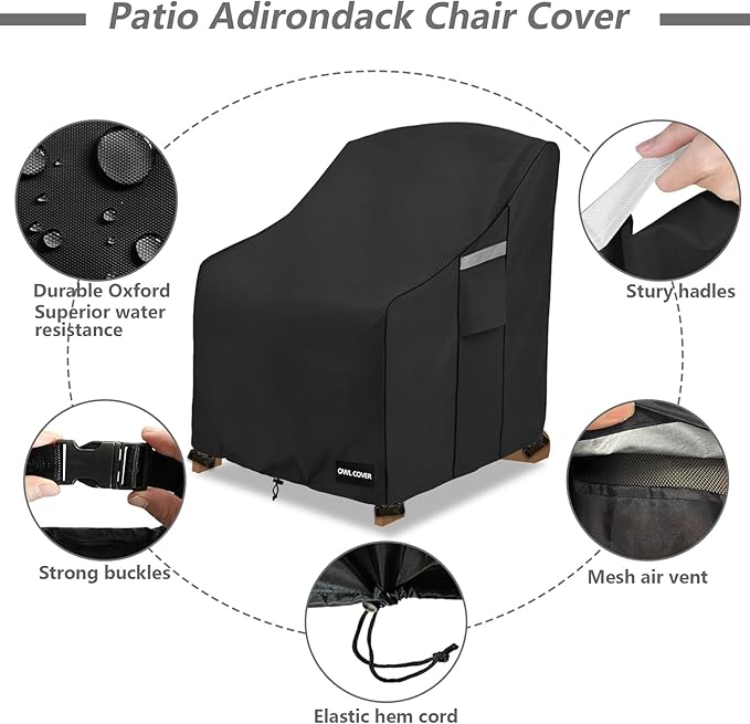 Outdoor Chair Covers 28"W x 31"D x 36"H,600D Heavy Duty Waterproof Patio Chair Cover,Outdoor Furniture Covers for Lawn/Garden Chiar,Black