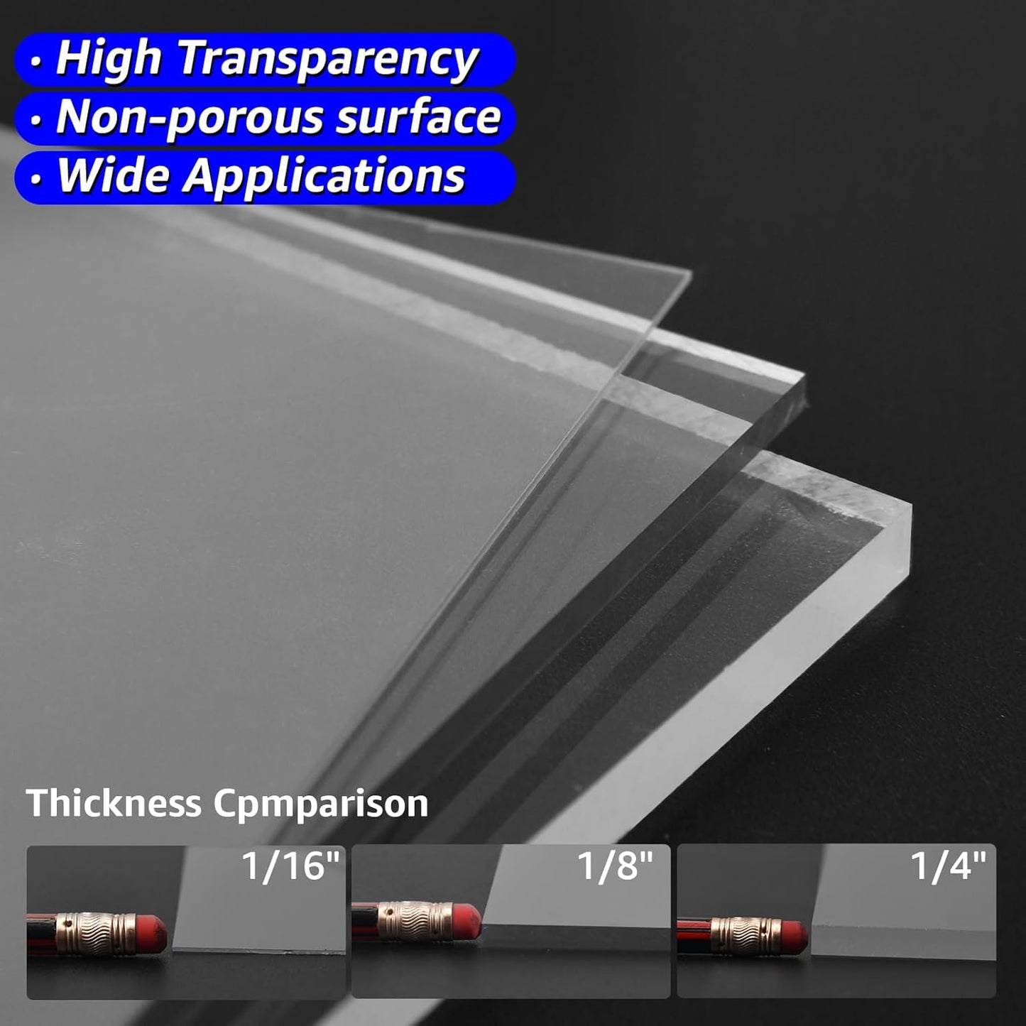 Art3d (2 Pack) 1/4" Thick Plexiglass Sheets - 12" x 12" PET Clear Acrylic Sheets for Art Design, Craft Projects, Signs, DIY in Home, Wedding, Festival,Party,Office