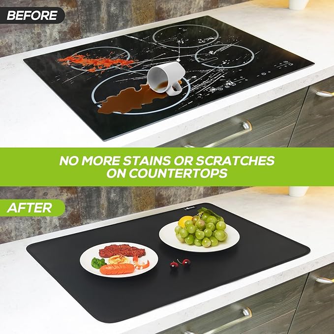 FLASLD StoveTop Cover, Heat Resistant Stove Top Covers for Electric Stove Protector, Fireproof & Waterproof Heat Resistant Grill Table Mat, Under Blackstone Griddle BBQ Mat (21×29.5 inch)