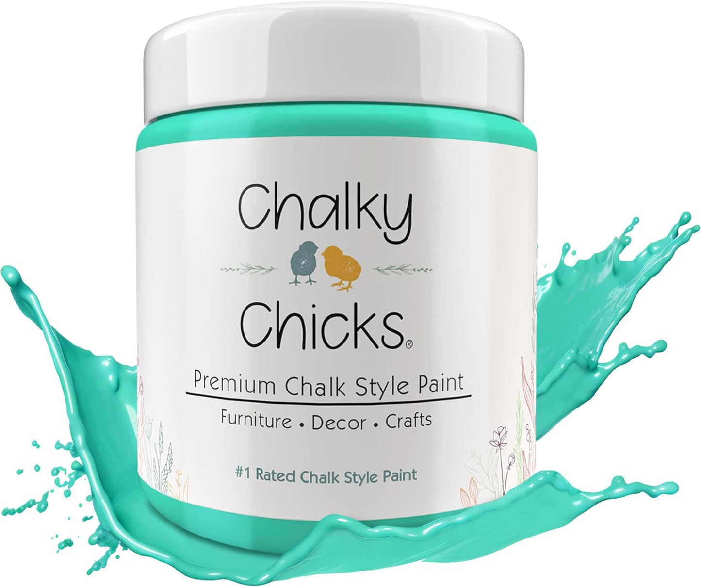 Chalky Chicks All-in-One Chalk Paint for Furniture or Cabinet - 16 Fl Oz - Matte Finish Cenote (Teal Blue) for Metal, Wood Furniture Paint - No Sanding All-in-One for Home Decor & Crafts, USA Made