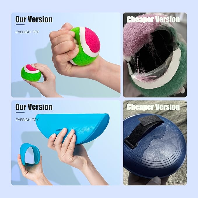 EVERICH TOY Upgraded Toss and Catch Ball Game Set, Kids Toy Stocking Stuffers for Boys Girls Ages 3-12, Includes 4 Paddles 4 Sticky Balls, Water-Resistant Indoor Outdoor Toy for Beach Pool Yard