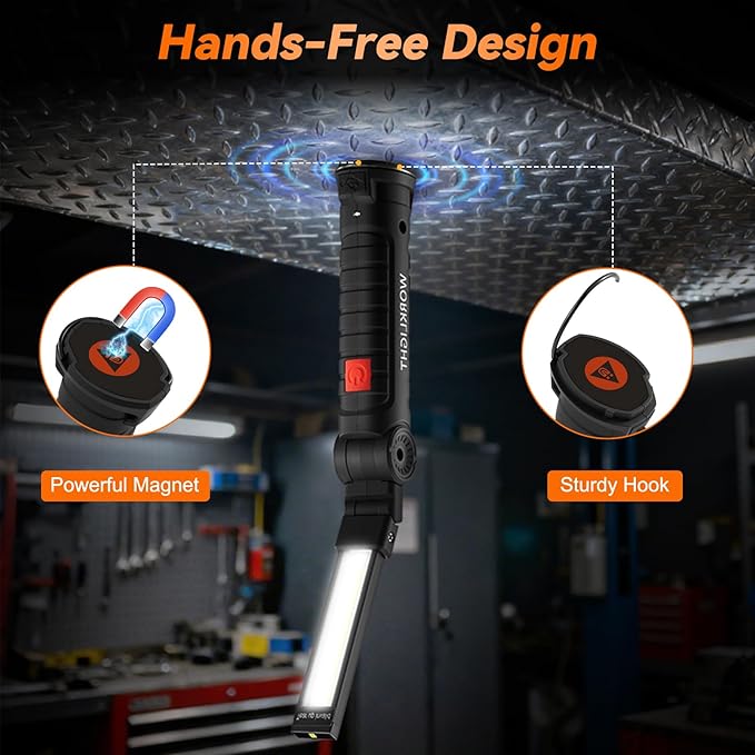 Magnetic Work Light 6Pack, Rechargeable Work Light with 360° Rotation, 5 Mode Mechanic Light, Compact Rechargeable Flashlight with Hook for Car Repairing, Camping, Emergency, Christmas Gift for Adults