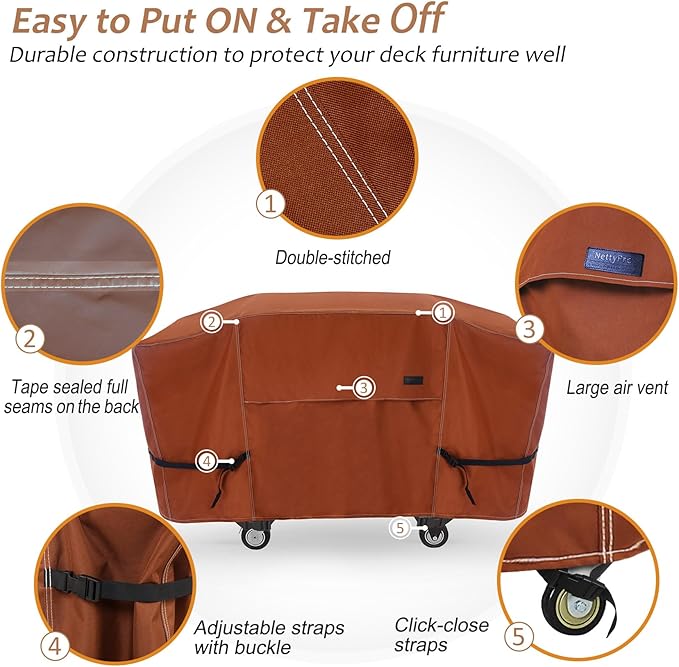 NettyPro Griddle Cover for Blackstone 28 inch Griddle Waterproof Heavy Duty 2 Burner Flat Top Gas Grill Cover 28" Cooking Station Camping, Brown