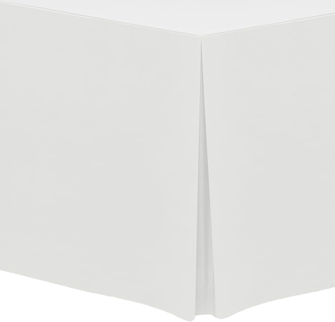 Ultimate Textile 5 ft. Fitted Polyester Tablecloth - Fits 30 x 60-Inch Banquet and Folding Rectangular Tables - 42" H, White