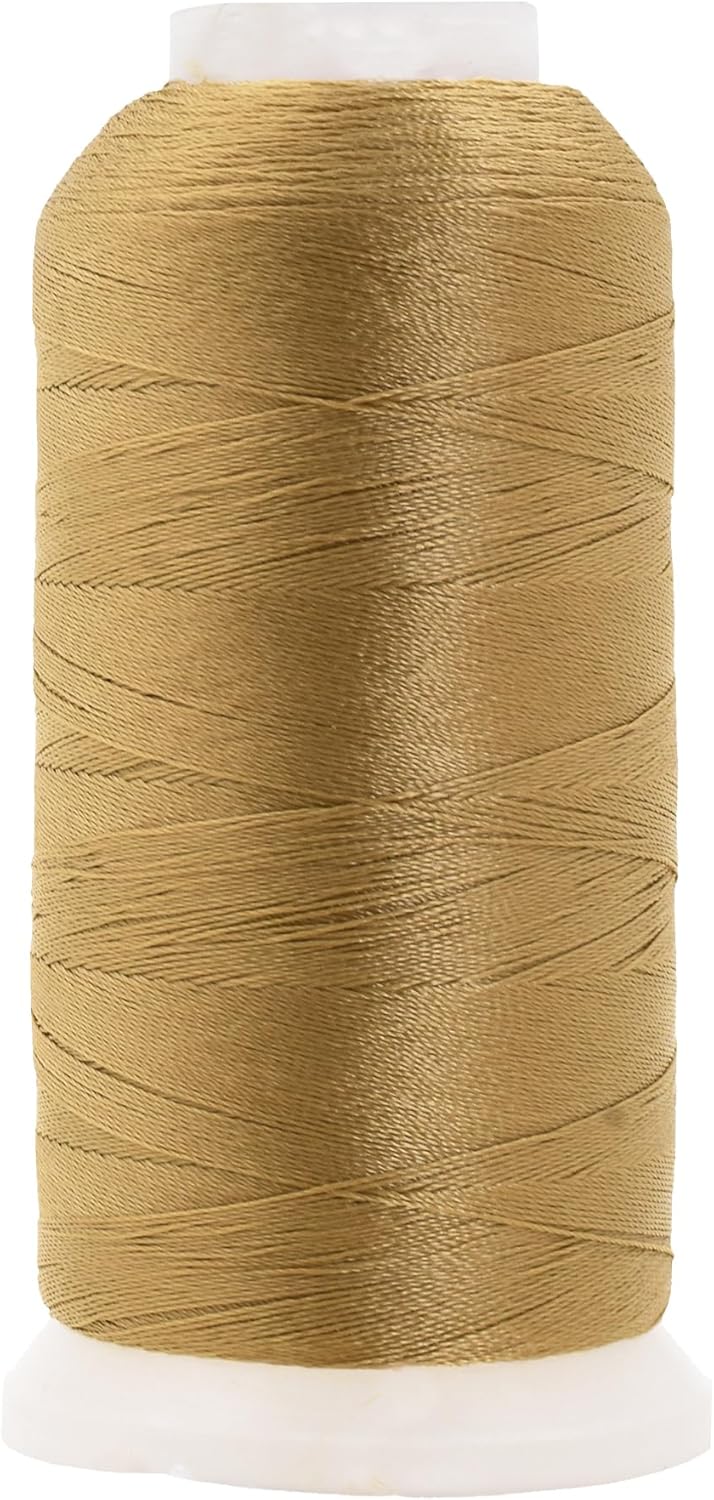 Mandala Crafts Tan Heavy Duty Thread -1500 Yds Tex 70 Thread for Sewing Drapery Jeans Leather Hair - Bonded Polyester Thread Outdoor Marine Upholstery Threads
