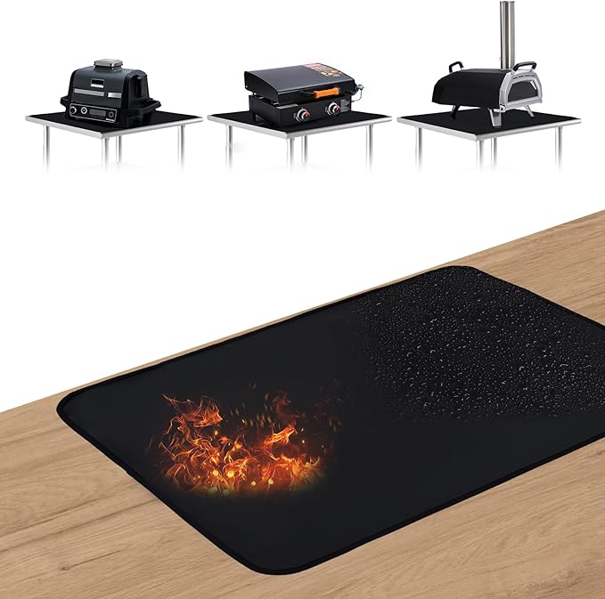 SUITMAT Heat Resistant Grill Mat for Countertop, Fireproof & Waterproof Mat for Outdoor Tabletop Grill, Outdoor Deck Protector, 24 x 31 in (0.8 mm)