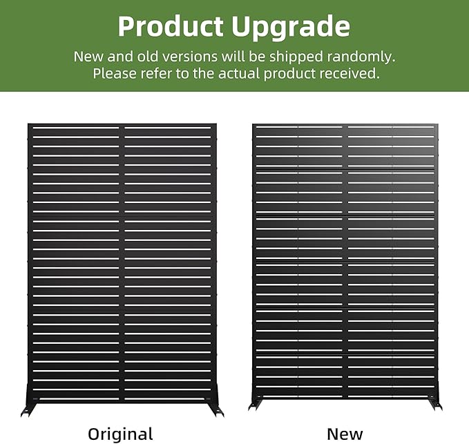Casaphoria Metal Privacy Screen 72" H x 45" W, 2 Pack Outdoor Freestanding Decorative Divider for Patio & Garden with Stable Base, Black-Louvered