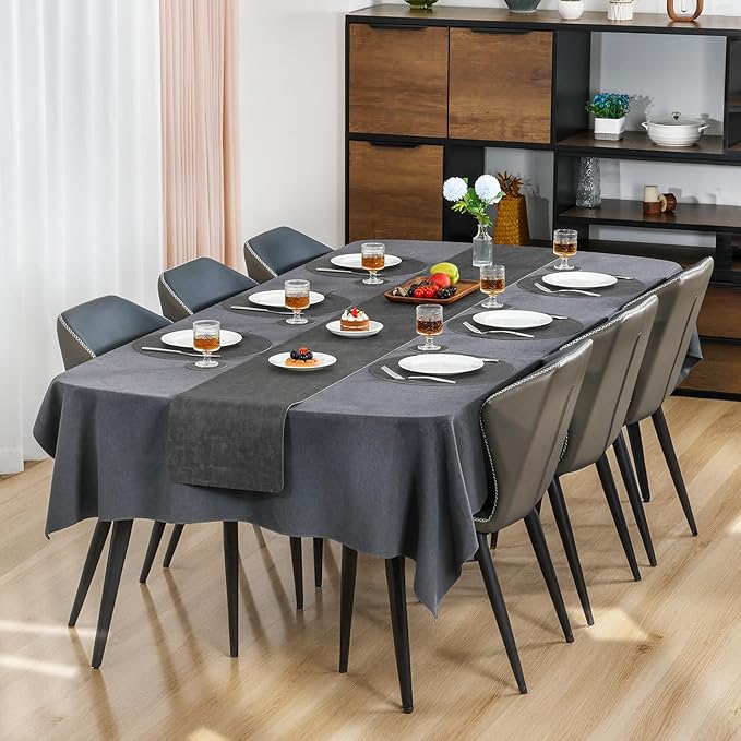 Myir JUN Round Placemats, Dual Sided Faux Leather Place Mats Set of 4 Indoor/Outdoor Non-Slip Washable Table Mats (Gray, Set of 4)
