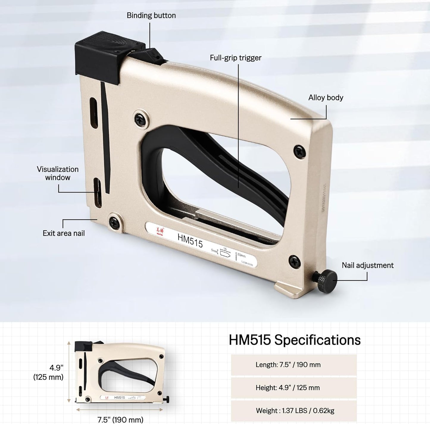 meite Point Driver HM515 Manual Tool with 1000-Count Flexible Point Nails, Picture Framing Tool for DIY Crafts, Frame Point Driver, Picture Frame Stapler/Nailer/Tacker