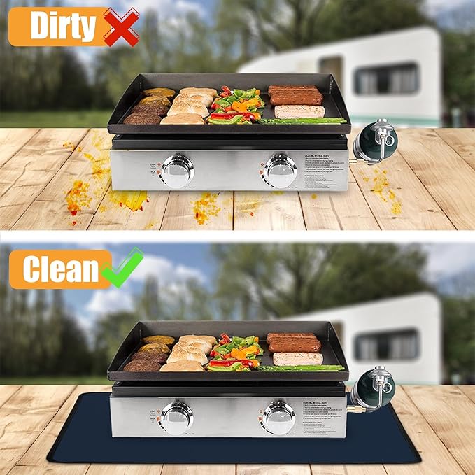24x31in Heat Resistant Grill Mats for Outdoor Grill to Protect Your Prep Table and Outdoor Grill Table - Fire Proof & Water Proof & Oil Proof BBQ Mat - Blue（1mm）