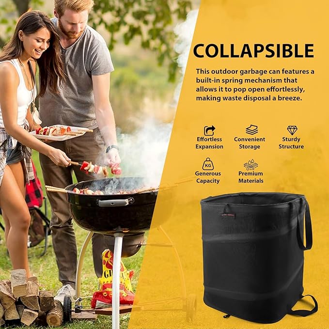 YUDI & GARDEN 19 Gallon Square Collapsible Yard Waste Bin, Collapsible Trash Can, Camping Trash Can - for Collecting Weeds or Leaf or Yard and Party Waste