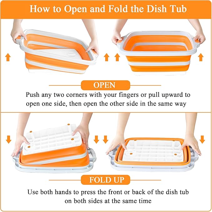 30L Orange & 16L Orange Collapsible BBQ Prep Tub