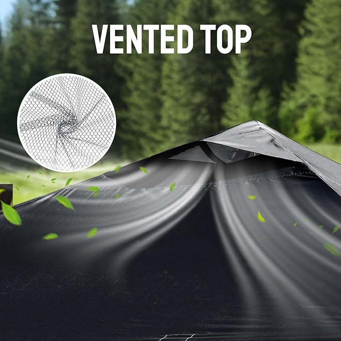 CROWN SHADES Adjustable Height on The Fly, 10x10 Pop Up Canopy - Beach Tent with One Push Setup - Easy Outdoor Sun Shade for Events, Parties, Camping - Outside Shade with STO-N-Go Bag, Black