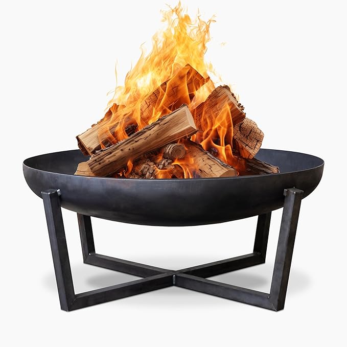 Fire Pit Redwood 31.5" Outdoor Fire Bowl, Steel Firepit for Patio, Backyard & Garden (31.5" Redwood)