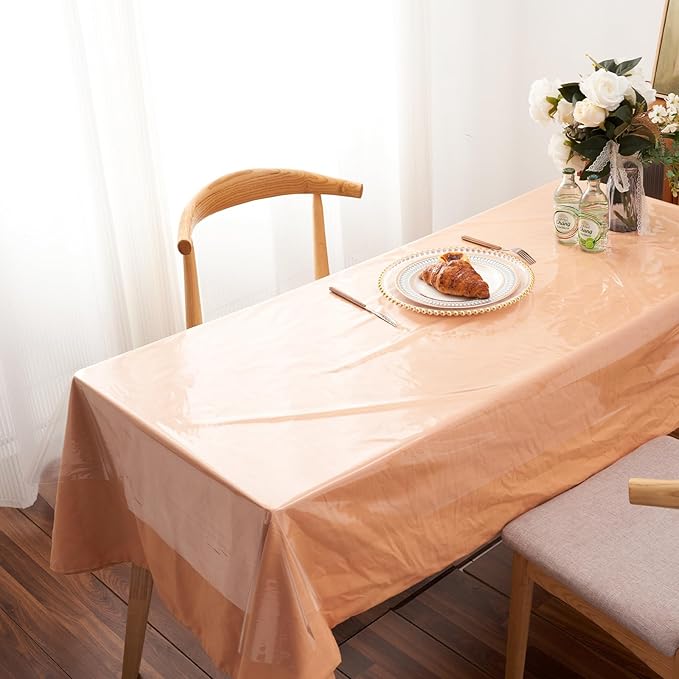 Clear Plastic Tablecloth Protector Rectangle 60x84 inch Waterproof Oilproof Stain Resistant Wipeable Table Cover for Dining Tables