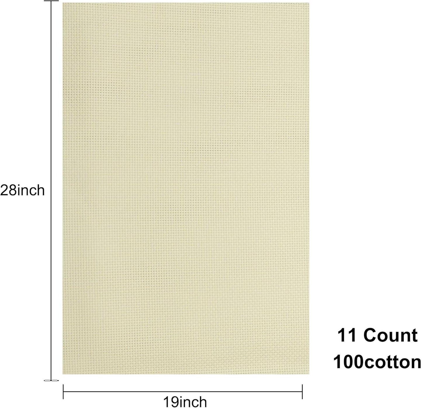 Aida Cloth 11 Count Cross Stitch Fabric,19×28inch (11CT,Off White)