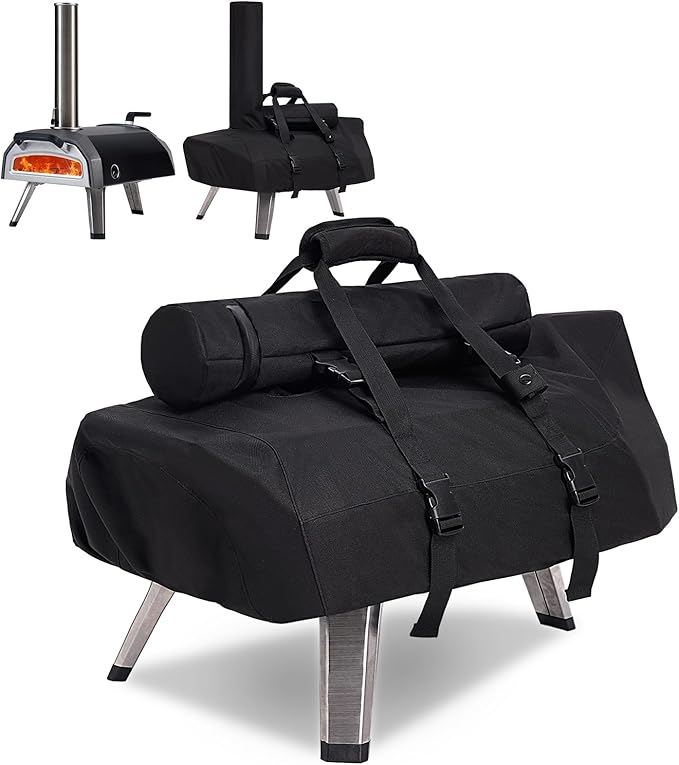 NOELIFE Waterproof Cover for Ooni Karu 2 and Karu 12G Pizza Oven, Outdoor Accessories for Ooni 12, Carry Cover with Seperate Chimney Bag, with Straps in the Bottom for Fixation (Oven Not Included)