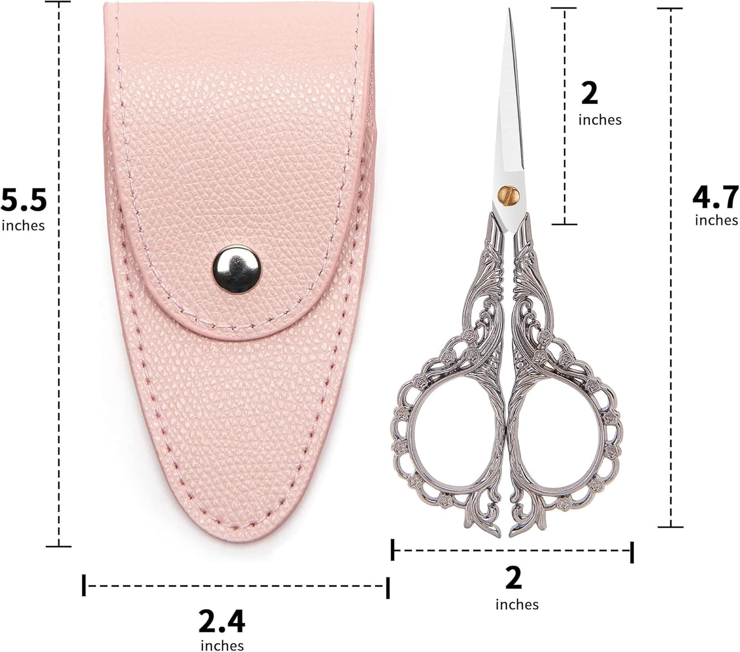 Small Scissors Vintage European Style Scissors Stainless Steel for Cross Stitch Cutting Embroidery Sewing Handcraft Craft Art Work DIY Tool, Silver