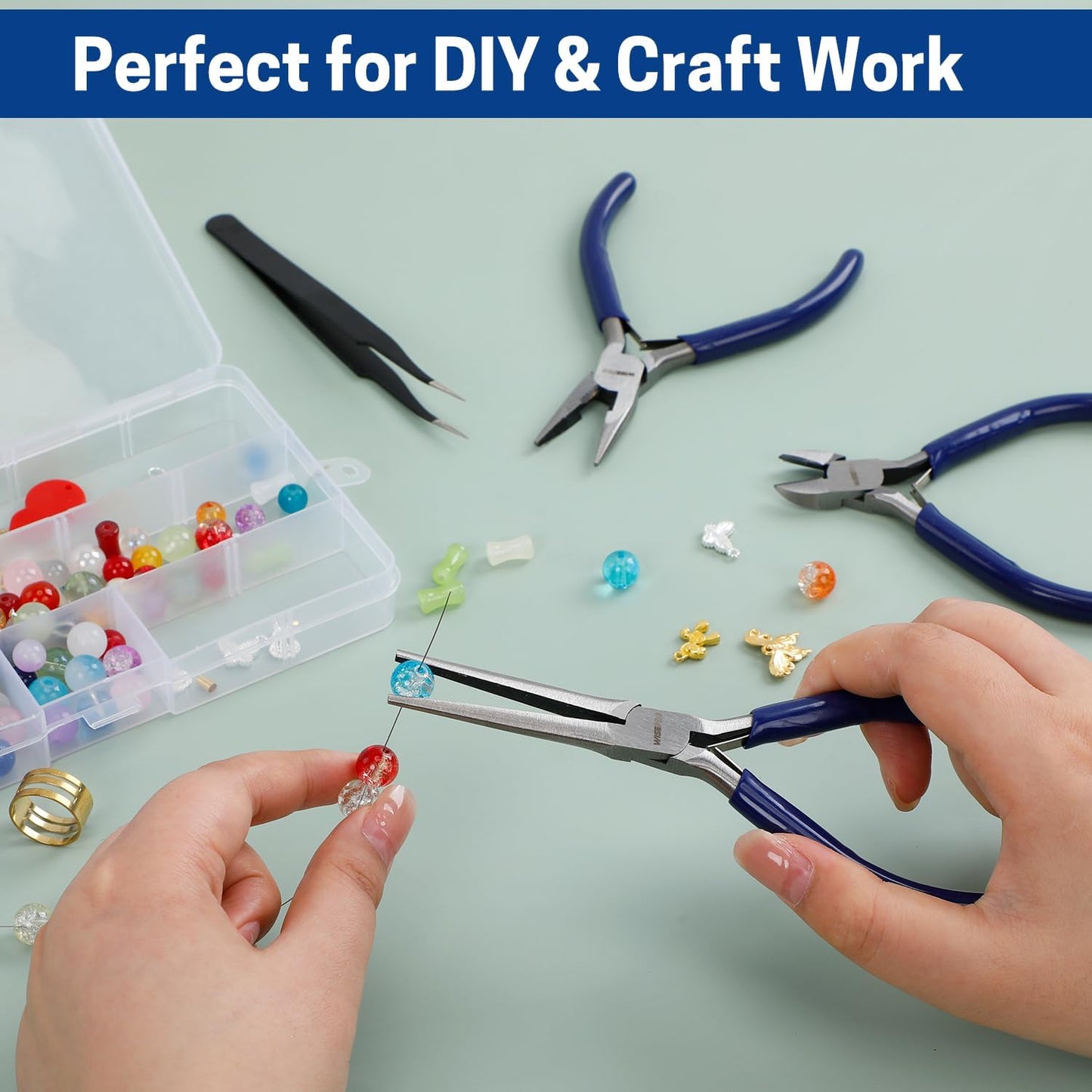 3 PCS Mini Pliers Set, Jewelry Pliers Kit with Needle Nose, Diagonal and Long Nose, Small Plier Tool for Jewelry Making, DIY Crafts, Beading and Electronic Repair