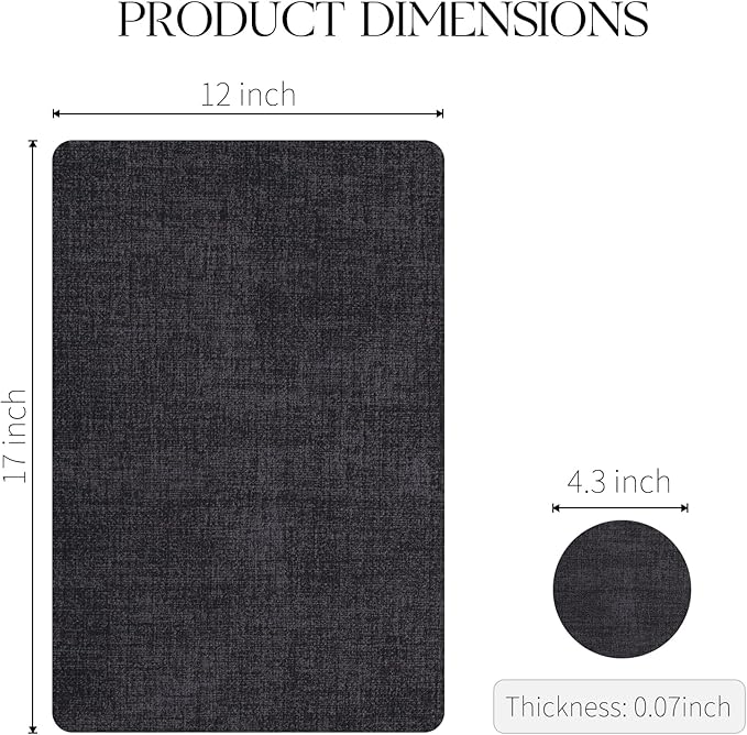MOSAYT Faux Leather Placemats Set of 6, Heat Resistant Wipeable Washable Vinyl Place Mats with Coasters, Waterproof Oil Proof Table Mats for Kitchen Dining Party Indoor Outdoor, 12" x 18", Black