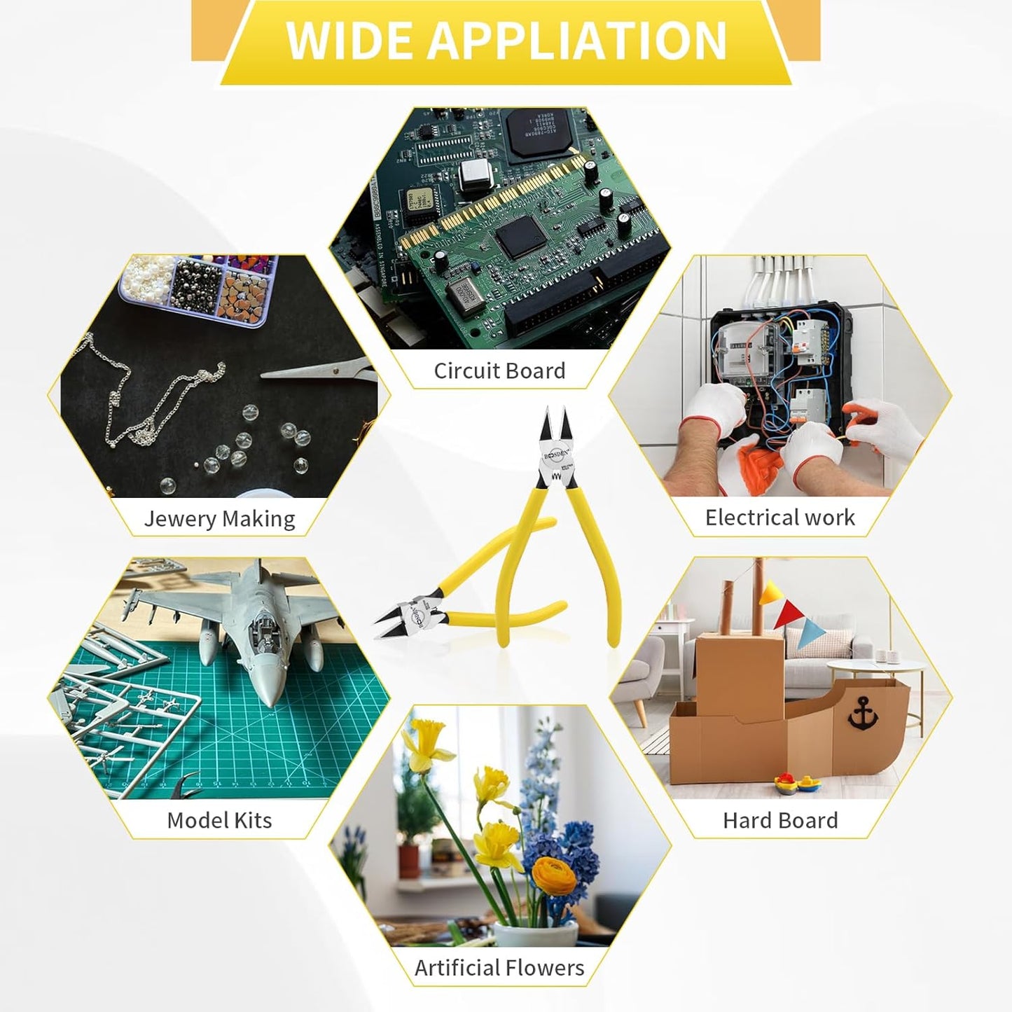 BOOSDEN 5 PACK 6'' Wire Cutters, Diagonal Cutting Pliers, Dikes Side Cutters, Barbed Wire Snips, Precision Spring Loaded Wire Cutters, Mini Wire Cutter Set for Floral, Electrical, Crafting, DIY