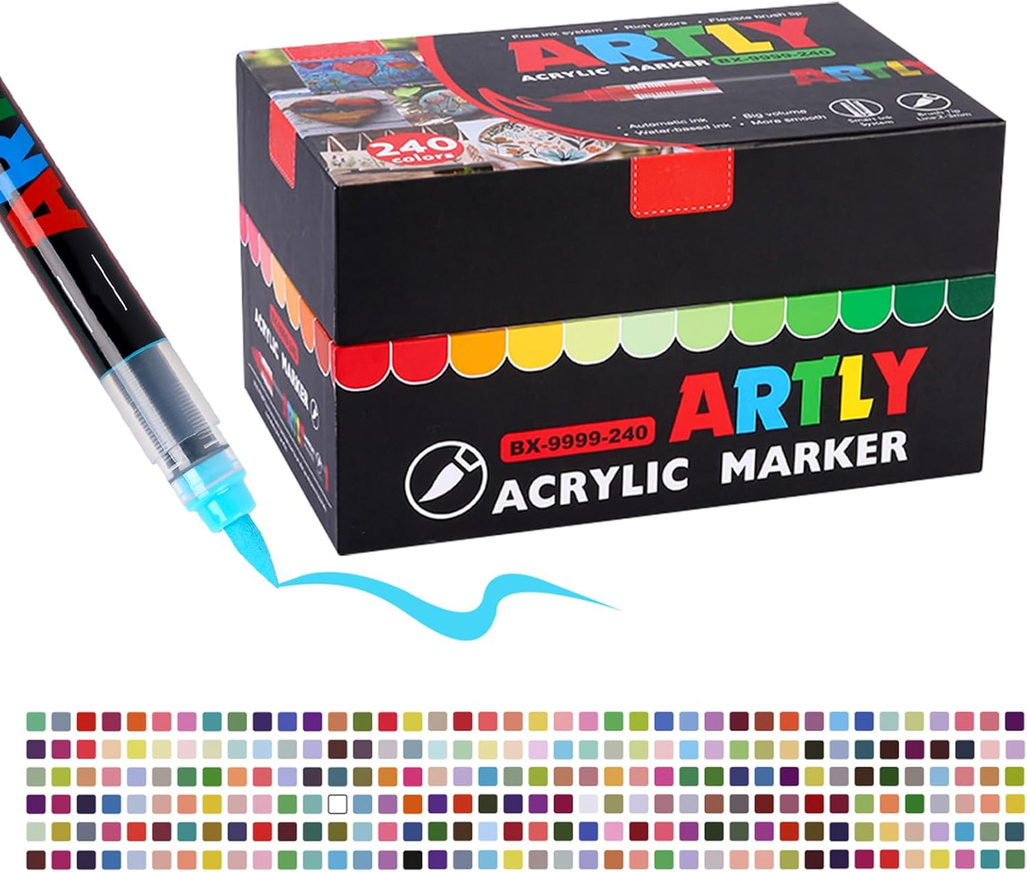Acrylic Paint Markers, Acrylic Paint Pens, Fabric Markers for Textile, Rock, Glass, Wood, Paper, Ceramic, Canvas DIY Art Supplies Kit for Kids and Adults (240)