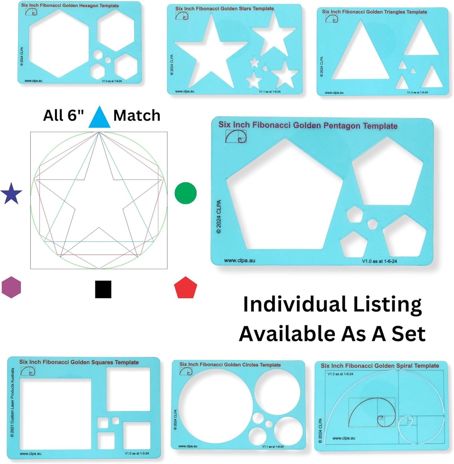 Pentagon Stencil Template for Drawing and Drafting: A Fibonacci-Inspired Pentagon Drawing Tool for Artists Allows The Simple Application of The Golden or Divine Ratio for Artistic Design