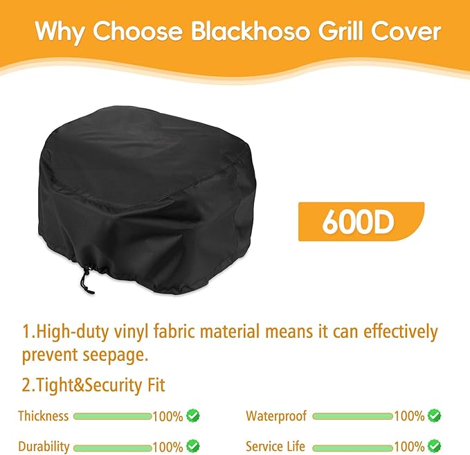 Grill Cover for Weber Lumin Electric Grill, Lumin Compact Grill, 600D Heavy Duty Waterproof UV Resistant Bonnet for Weber Lumin/Compact Without Stand, Outdoor Barbeque Grill Accessories