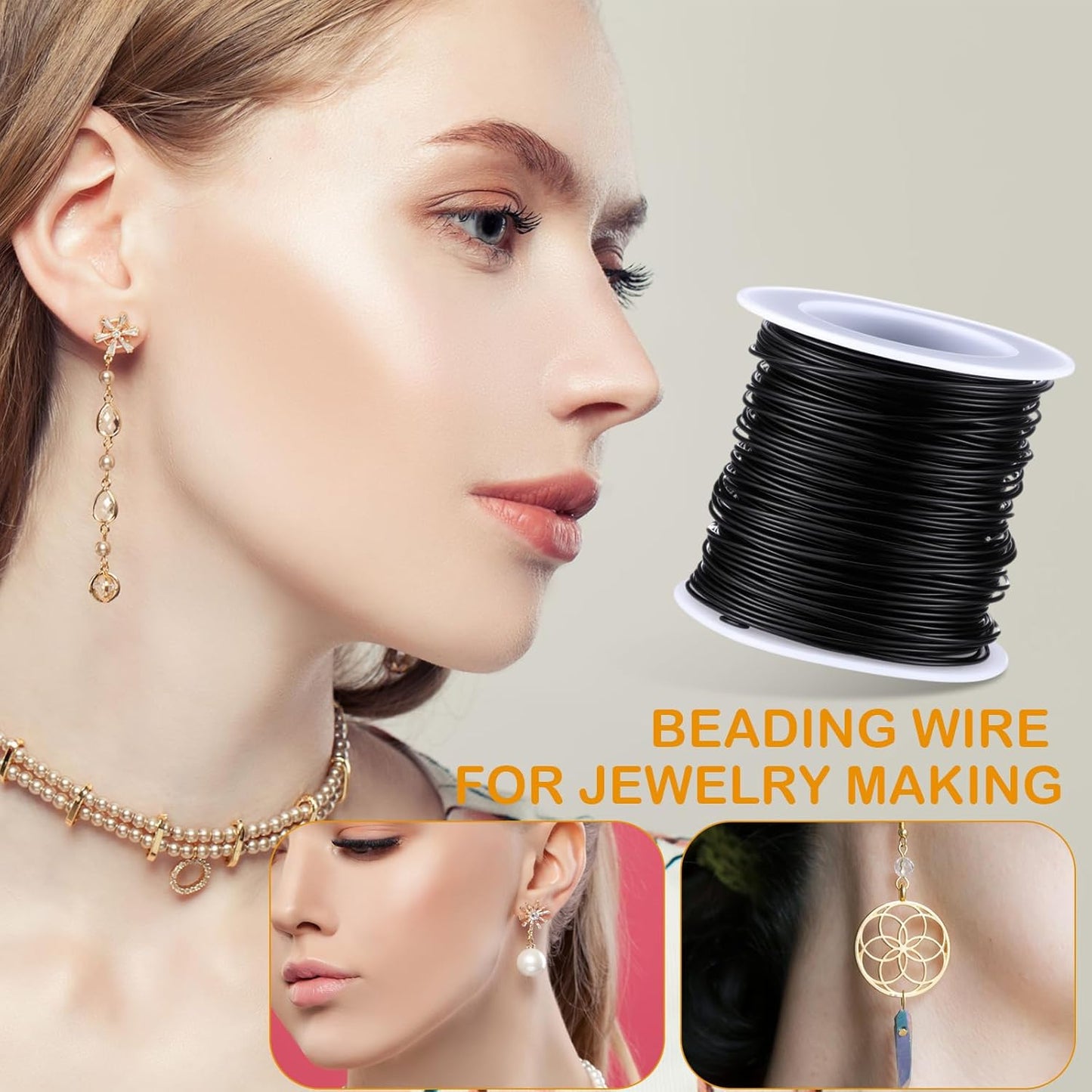 Funrous 5 Rolls 5 Size Jewelry Wire 18, 20, 22, 24, 26 Gauge Copper Wire Kit Jewelry Beading Bendable Craft Metal for Making Crafts, Sculpting with a Pliers (Black)