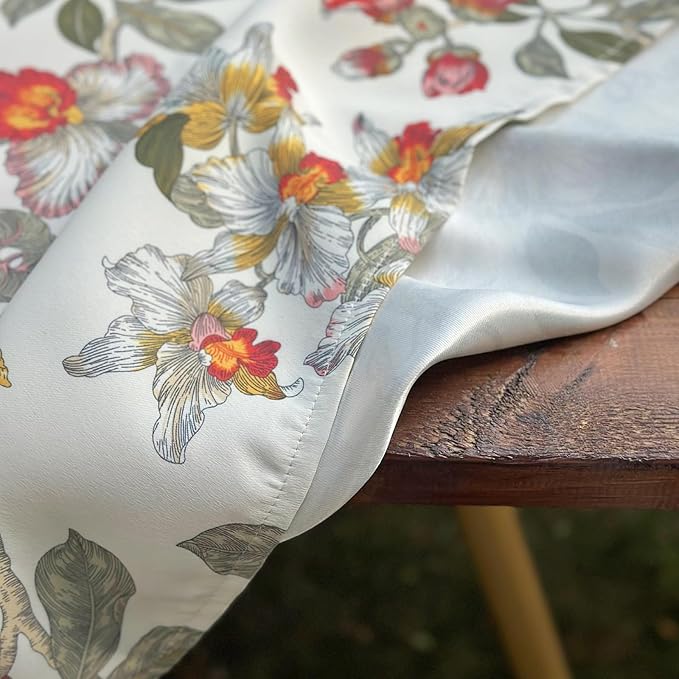 Rectangle Outdoor Tablecloth, Waterproof Table Cloth, Bird Floral Pattern Decorative Fabric Table Cover for Farmhouse, Dining, Picnic, Party, Easter, 60 x 84 Inch, Red Flower